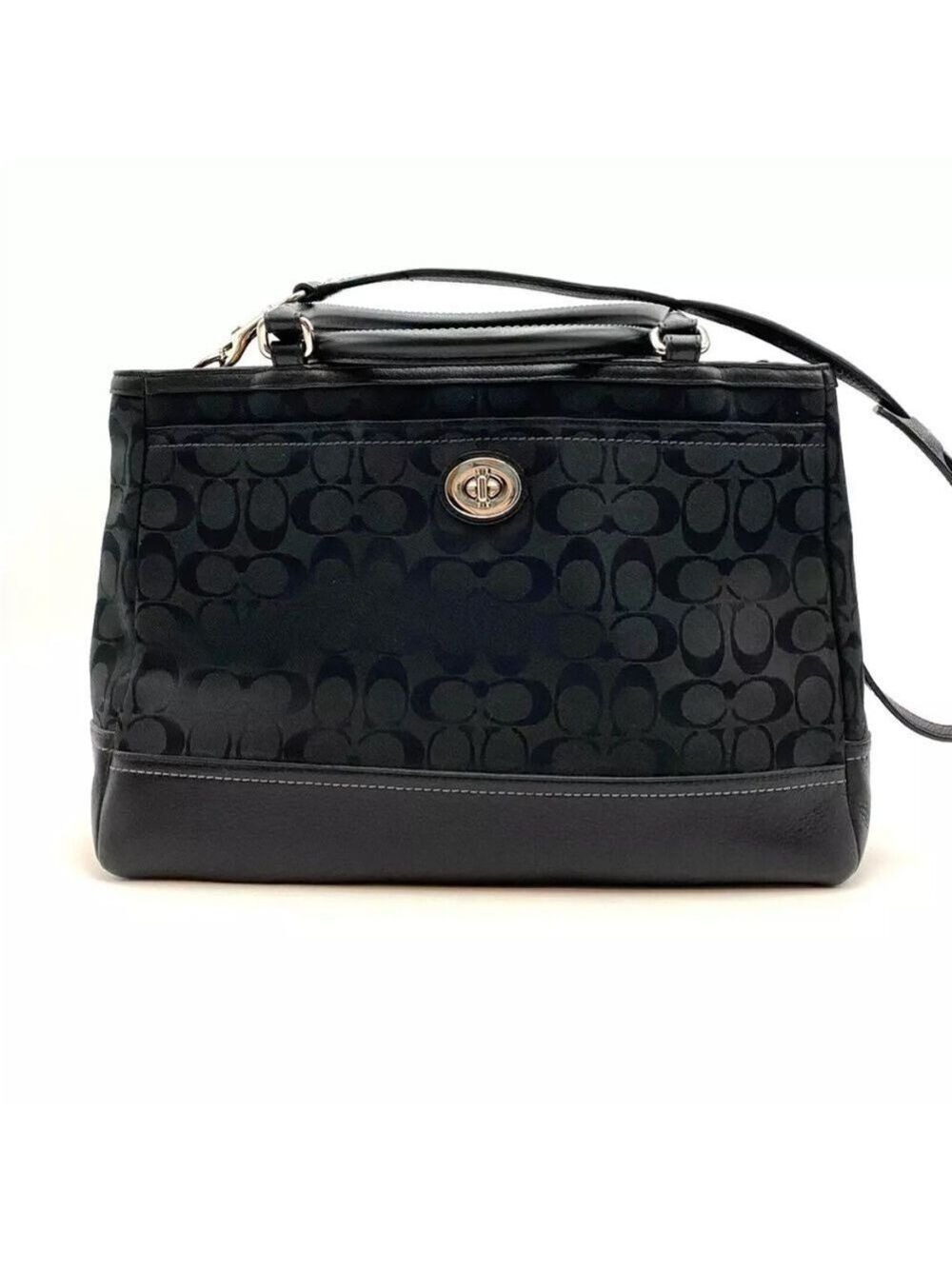 Coach Park Signature Large Carryall - Fabric with Leather Trim - Black